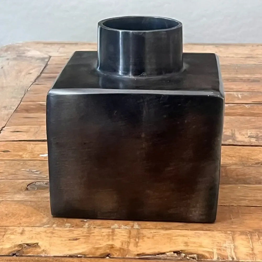 Pottery Barn Inkwell Sculpture Medium Bronze Cube 6 in Metal